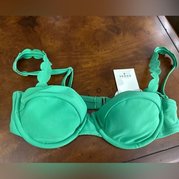 RHODE Women's Scallop Edge Underwire Bikini Top Green NWT Small or Medium - Picture 2 of 10
